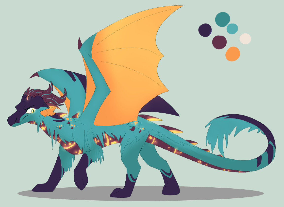 Voxel reference Voxel, a Western-style dragon themed after Minecraft's warped forest. It has warped fungus growing out of it, and asymmetrical horns.